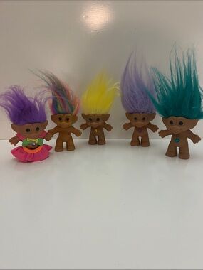 Vintage 90s Treasure Trolls Lot of 5 Ace Novelty Wishstone Gem Belly Button